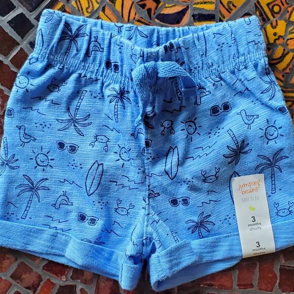Baby Boy Beach Themed Roll Cuff Knit Shorts by Jumping Beans  Size 3 Months - Picture 2 of 4